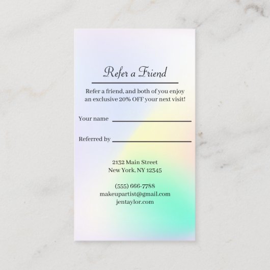 Carte De Référencement Gradient holographique tendance recommander un ami (Dos)