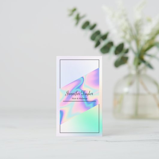 Carte De Référencement Gradient holographique tendance recommander un ami (Debout devant)