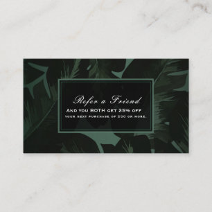 Carte De Référencement Green & Black Chic Feuilles Tropicales Parrainer u