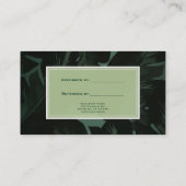 Carte De Référencement Green & Black Chic Feuilles Tropicales Parrainer u (Dos)