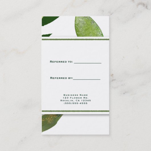 Carte De Référencement Green Botanical Glam Plantes Feuilles aiguiller un (Dos)