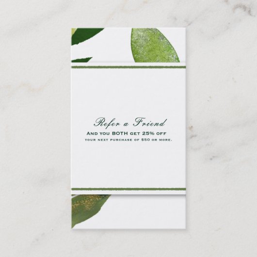 Carte De Référencement Green Botanical Glam Plantes Feuilles aiguiller un (Devant)