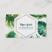 Carte De Référencement Green Tropical Feuille White Elegant Référer un am (Devant)
