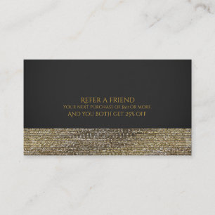 Carte De Référencement Gris & Or Moderne Glamour Paillettes Chic Référer