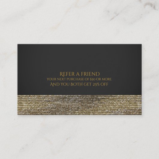 Carte De Référencement Gris & Or Moderne Glamour Paillettes Chic Référer (Devant)
