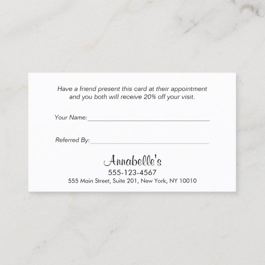 Carte De Référencement Guide du client pour les lèvres de baiser mignonne (Dos)