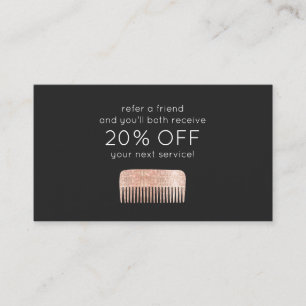 Carte De Référencement Hairstyliste Rose Gold Sequin Comb Fidélité client