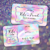 Carte De Référencement Holographic Neon Colors Refer A Friend Girly