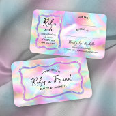 Carte De Référencement Holographic Neon Colors Refer A Friend Girly