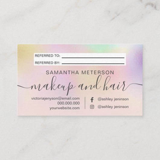 Carte De Référencement Holographie à l'ombre d'une perle moderne (Dos)