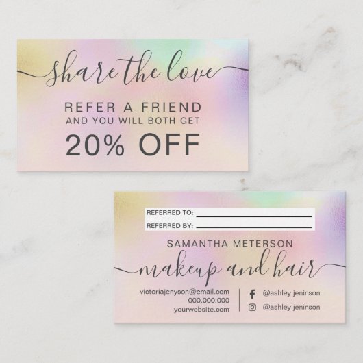 Carte De Référencement Holographie à l'ombre d'une perle moderne (Devant / Derrière)