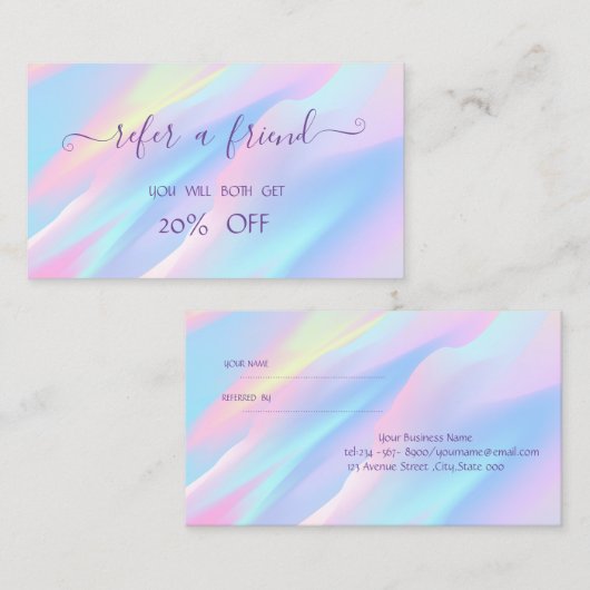 Carte De Référencement Holographie professionnelle tendance (Devant / Derrière)