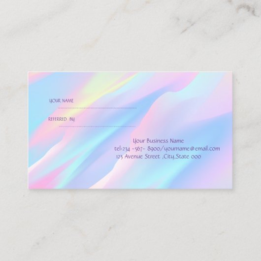 Carte De Référencement Holographie professionnelle tendance (Dos)