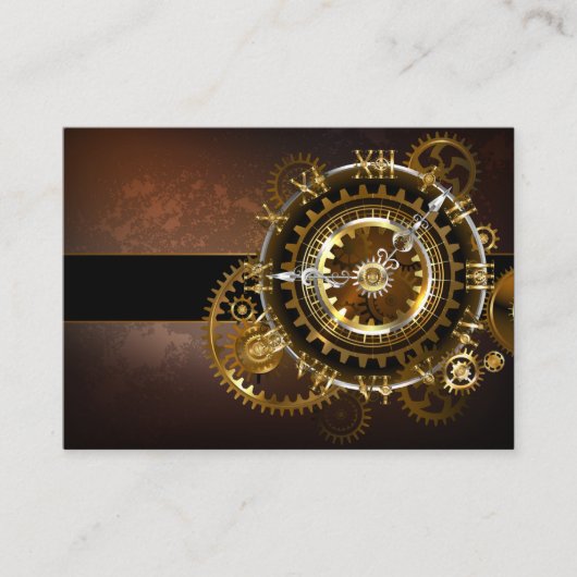 Carte De Référencement Horloge Steampunk avec des engrenages anciens (Devant)
