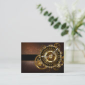Carte De Référencement Horloge Steampunk avec des engrenages anciens (Debout devant)