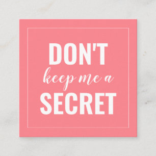 Carte De Référencement Hot Pink ne me garde pas un minimaliste secret