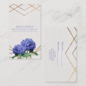 Carte De Référencement Hydrangea & Gold Elegant Floral recommander un ami (Devant / Derrière)