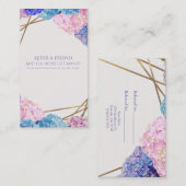 Carte De Référencement Hydrangea & Gold Elegant Floral recommander un ami (Devant / Derrière)
