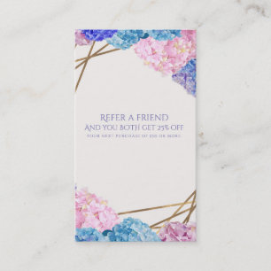 Carte De Référencement Hydrangea & Gold Elegant Floral recommander un ami