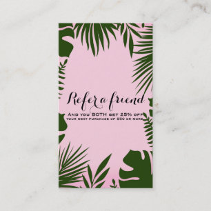 Carte De Référencement Île aux Feuilles Tropicales Vertes Rose Parrainez 