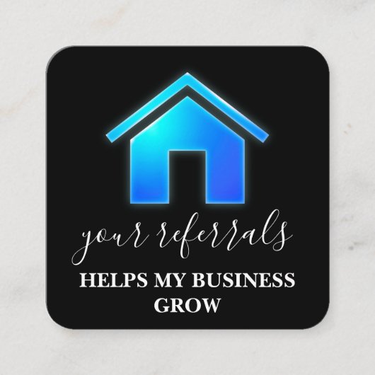 Carte De Référencement Immobilier Business Blue Gradient House (Devant)