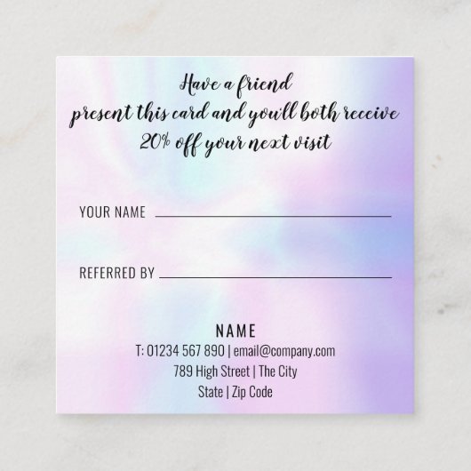 Carte De Référencement Iridescendance professionnelle simple et moderne (Dos)