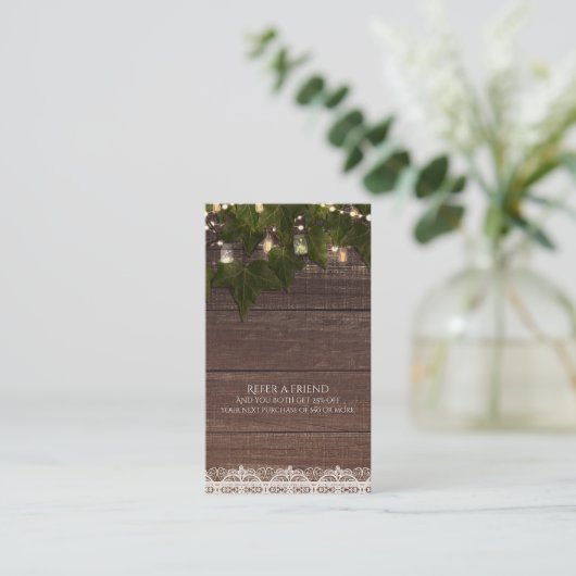 Carte De Référencement Ivy String Lights Mason Jar Rustic Référer un ami (Debout devant)