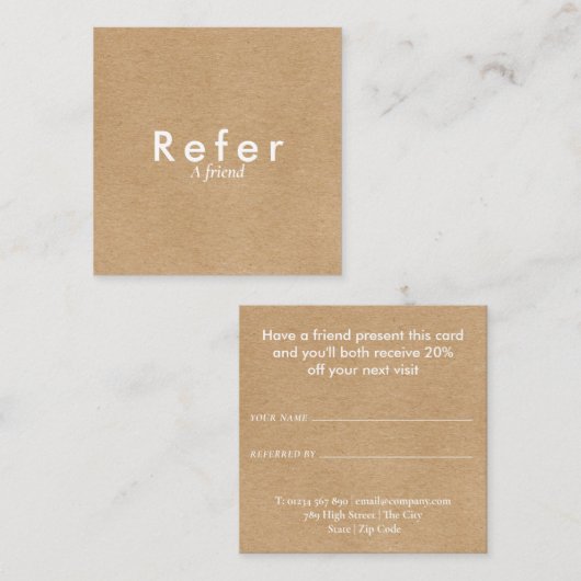 Carte De Référencement Kraft rustique simple et moderne (Devant / Derrière)