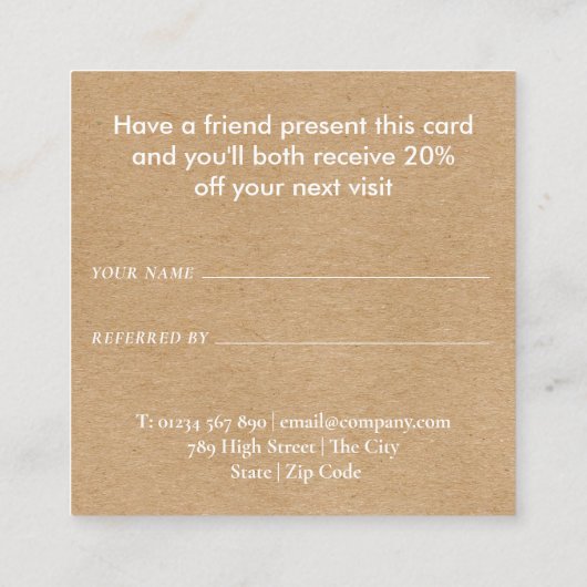 Carte De Référencement Kraft rustique simple et moderne (Dos)