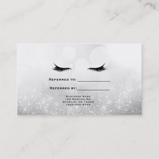 Carte De Référencement Lashes Eyelashes Extensions Argent aiguiller un am (Dos)