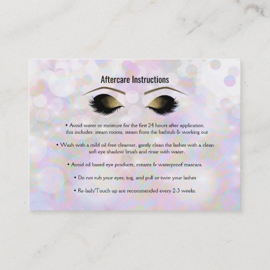 Carte De Référencement Lashes Iridescente Shimmer Lashes Référer Ami Afca (Dos)