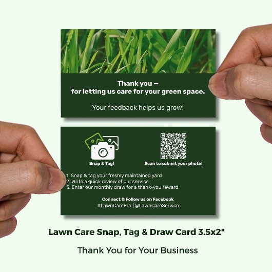 Carte De Référencement Lawn Care Thank You Testimonial & Photo 
