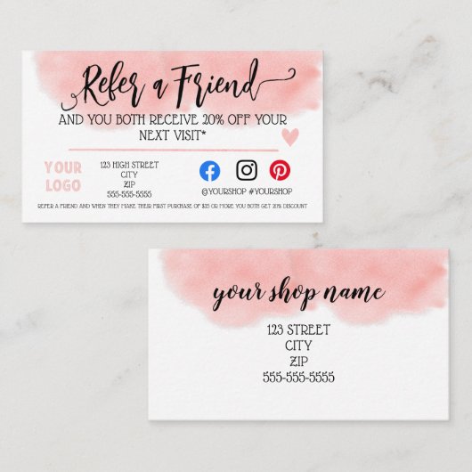 Carte De Référencement L'entreprise recommande une remise marketing à un  (Devant / Derrière)