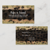 Carte De Référencement Léopard Guépard Or Pailleté Parrainez un Ami (Devant / Derrière)