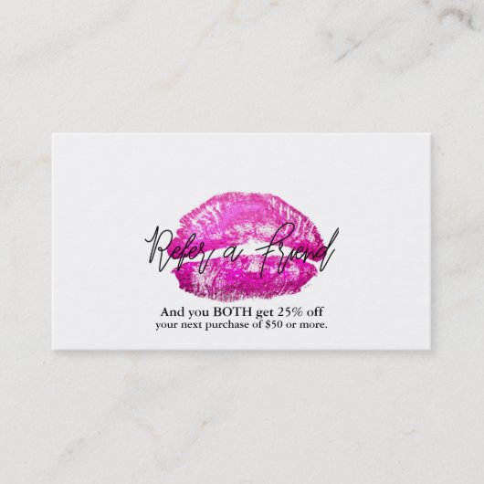 Carte De Référencement Lèvres Roses Bisou Maquillage Beauté Glam Référer  (Devant)