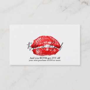 Carte De Référencement Lèvres Rouges Baiser Maquillage Beauté Glam Parrai