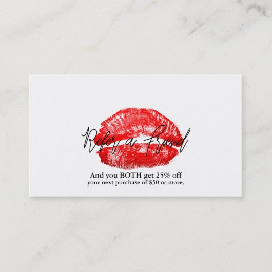 Carte De Référencement Lèvres Rouges Baiser Maquillage Beauté Glam Parrai (Devant)