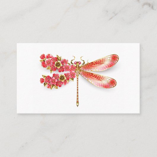 Carte De Référencement libellule de fleurs avec sakura de bijoux (Devant)