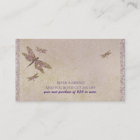 Carte De Référencement Libellules violettes et dorées Libellule Parrainer (Devant)
