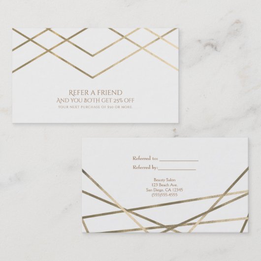 Carte De Référencement Lignes géométriques Gold Modern référencez un ami (Devant / Derrière)