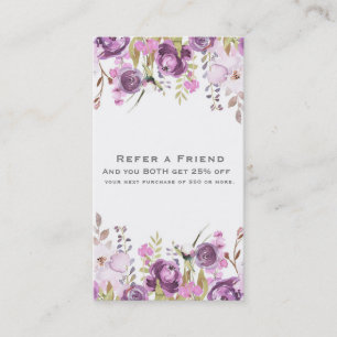 Carte De Référencement Lilas Violet Lavande Floral Chic Réferer une Amie