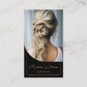 Carte De Référencement Liste de cheveux Photo moderne Noir et Or (Devant)