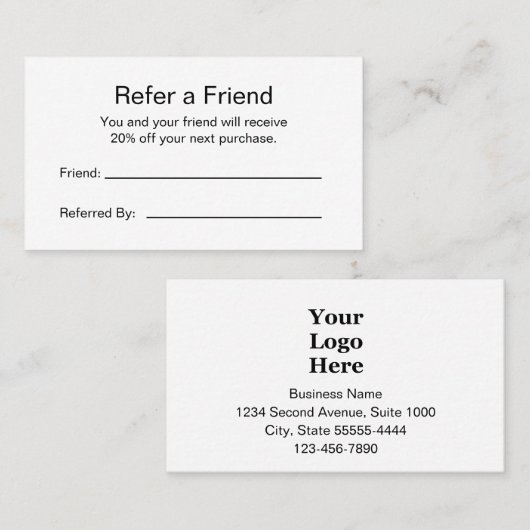 Carte De Référencement Logo d'entreprise noir et blanc marqué (Devant / Derrière)