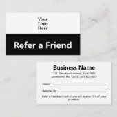 Carte De Référencement Logo d'entreprise Noir et blanc Référer un ami (Devant / Derrière)