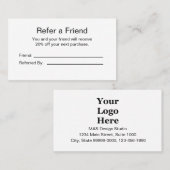 Carte De Référencement Logo d'entreprise Noir et blanc Référer un ami (Devant / Derrière)