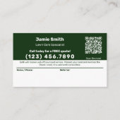 Carte De Référencement Logo du service d'entretien de la pelouse Merci (Dos)