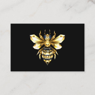 Carte De Référencement Logo Faux Gold Foil Bee Polygonal sur Noir