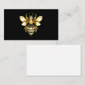 Carte De Référencement Logo Faux Gold Foil Bee Polygonal sur Noir (Devant / Derrière)