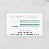 Carte De Référencement Logo féminin | Bleu | professionnel chic (Dos)