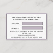 Carte De Référencement Logo féminin | Lavande | professionnel chic (Dos)